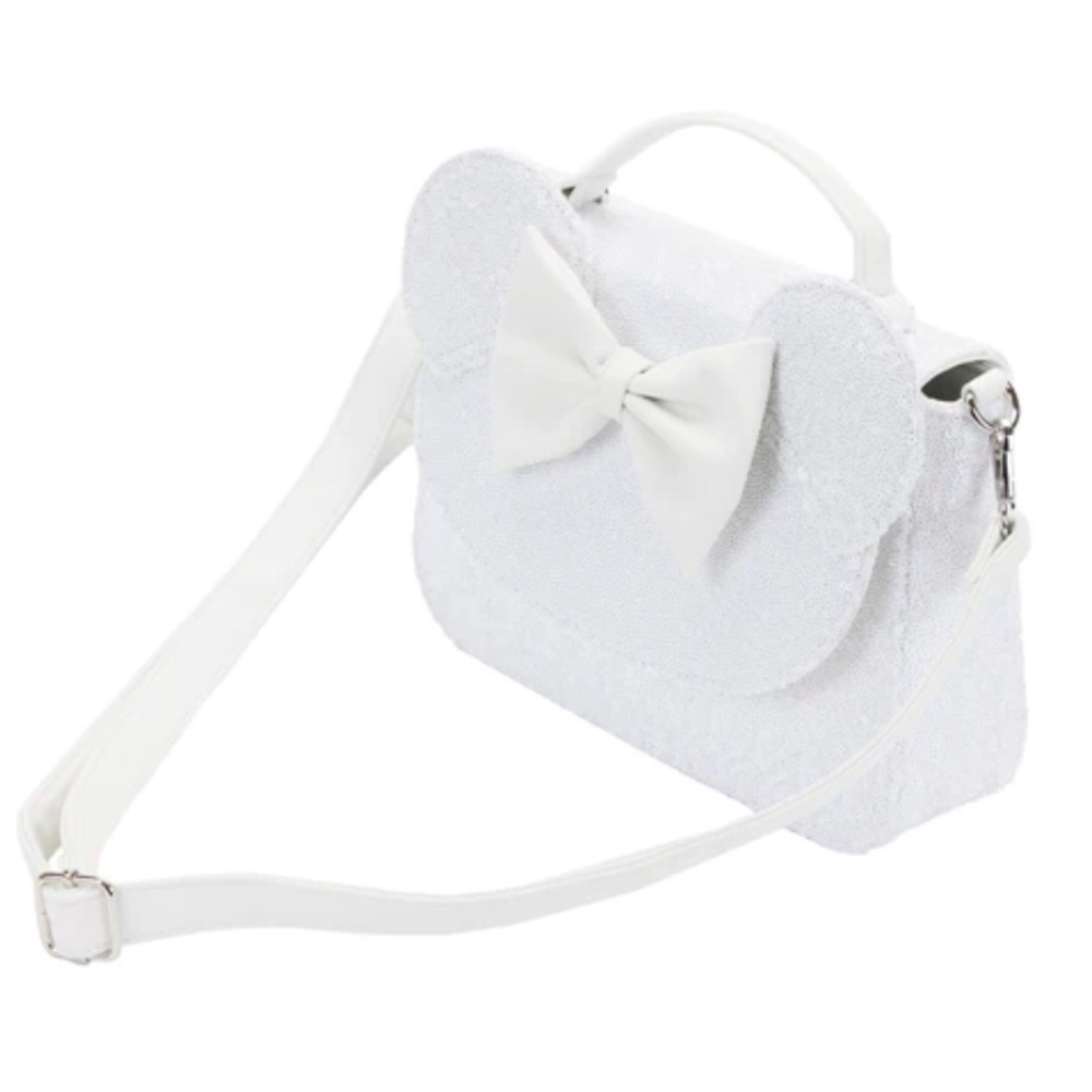 NEW SET Loungefly Minnie Mouse Sequin Wedding Crossbody Bag and wallet - Picture 10 of 16